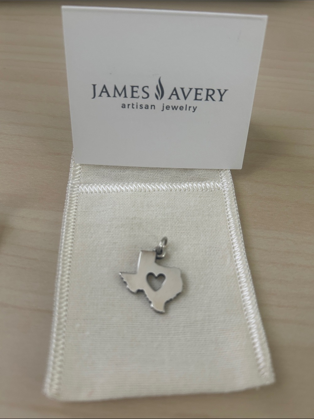 James Avery Silver Texas Heart Charm Pendant
